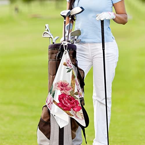 Pardick Golden Anchor Flowers Golf Toalha para sacos de golfe com clipe para acessórios de golfe masculinos e femininos