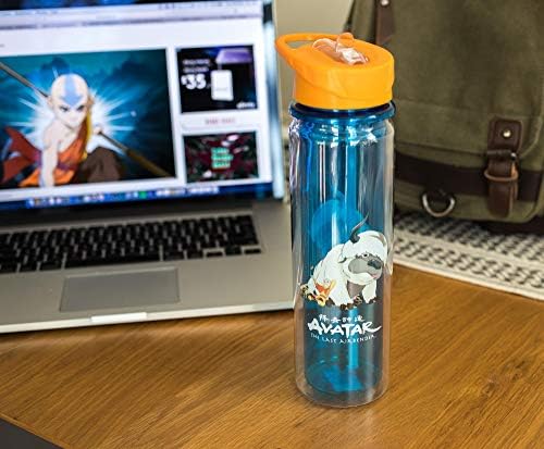 Avatar de entretenimento surreal: o último dobrador de ar Aang e Appa Water Bottle | Garrafa de plástico sem BPA com tampa de