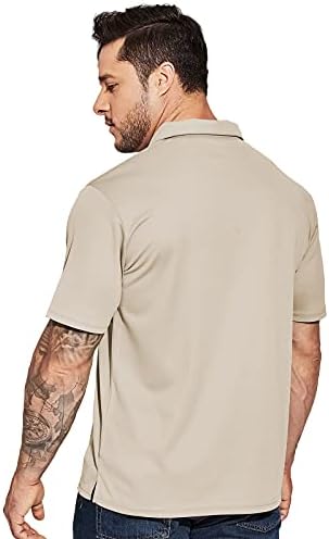 Camisas de pólo seco rápido de Mier Men Camisas de colarinho casual de poliéster Manga curta, umidade que bebeu, proteção