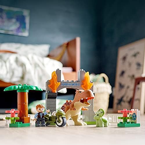 LEGO Duplo Jurassic World T. Rex e Triceratops Dinosaur Breakout 10939 Construindo um presente de brinquedo para jovens