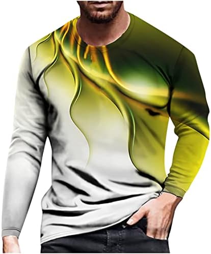 Moda de pescoço redondo casual masculino Moda 3D camisa estampada Blusa ao ar livre de pullover atlético ao ar livre moletom