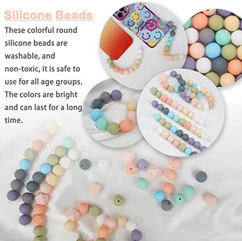 126 PCs Silicone Beds, Biço de silicone de 15 mm para chaveiro, produzindo contas de silicone hexagon de 14 mm de 14 mm