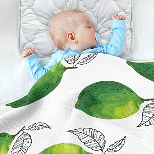 Clanta de limão de arco folhas cobertor de algodão para bebês, recebendo cobertor, cobertor leve e macio para berço, carrinho,