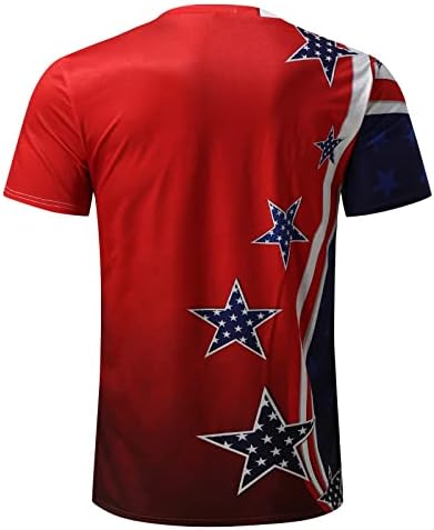 Camisas do Dia da Independência para Men Flag de pescoço redondo de pescoço respirável Slim Fit Sleeve Camisa True Comfort